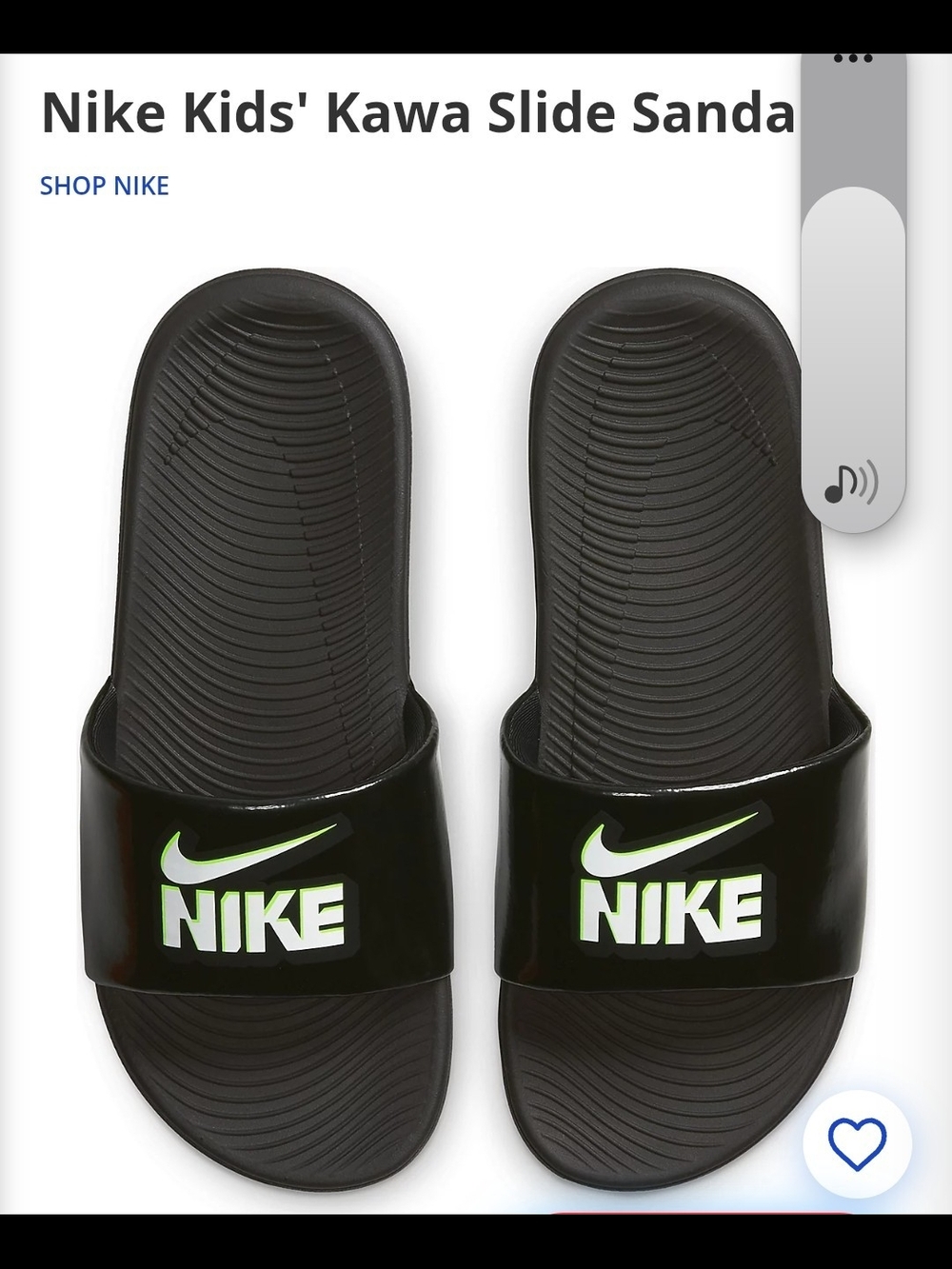 Nike Black Slide Sandals with Neon Green Logo